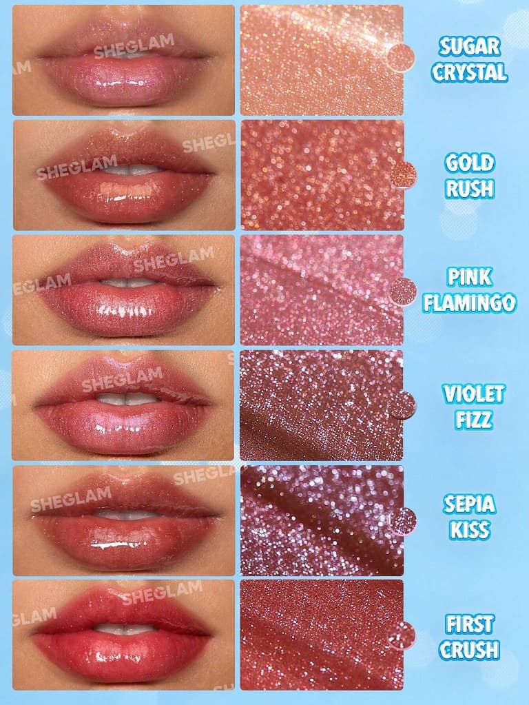 Sheglam Pout-Perfect Shimmer Lip Plumper – رنگ Sugar Crystal | برق لب پُرکننده لب شاین — تصویر ۳