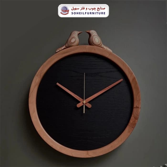 ساعت دیواری چوبی فانتزی مدل رینگی پرنده دار سهیل