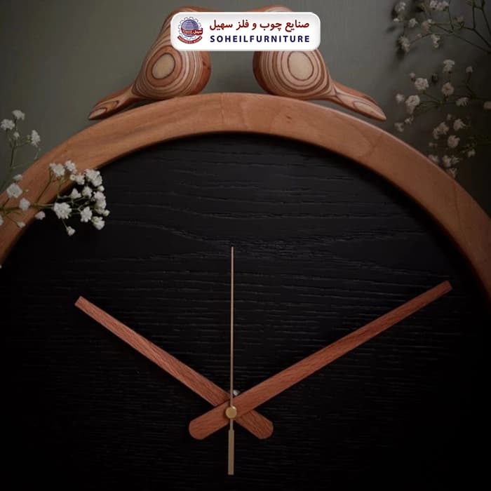 ساعت دیواری چوبی فانتزی مدل رینگی پرنده دار سهیل — تصویر ۴