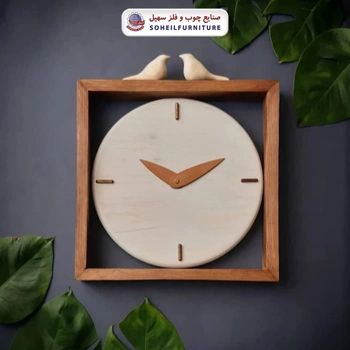 ساعت دیواری چوبی فانتزی مدل 34 در 34 گرد سهیل — تصویر ۲