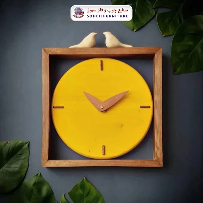 ساعت دیواری چوبی فانتزی مدل 34 در 34 گرد سهیل — تصویر ۳