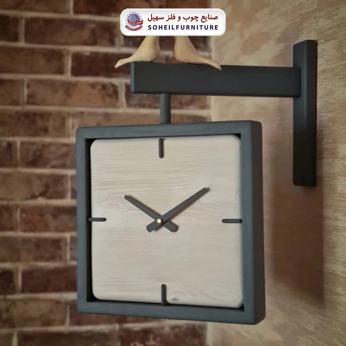 ساعت دیواری چوبی پرنده دار مدل پایه دار سهیل