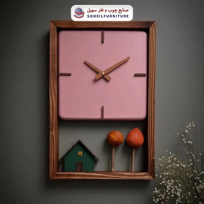 ساعت دیواری چوبی مدل خونه پاییز سهیل