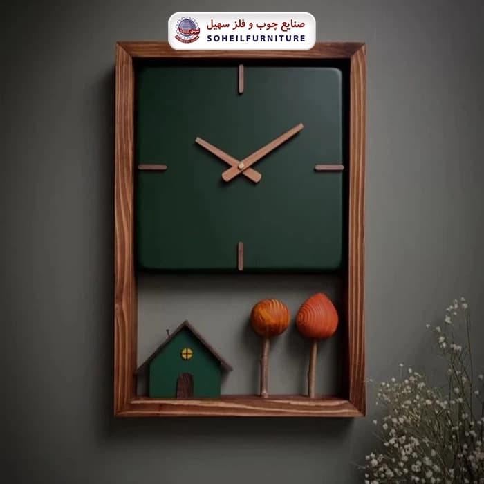 ساعت دیواری چوبی مدل خونه پاییز سهیل — تصویر ۲