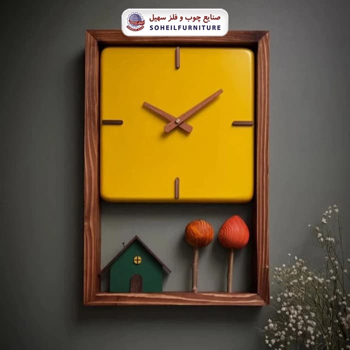 ساعت دیواری چوبی مدل خونه پاییز سهیل — تصویر ۴
