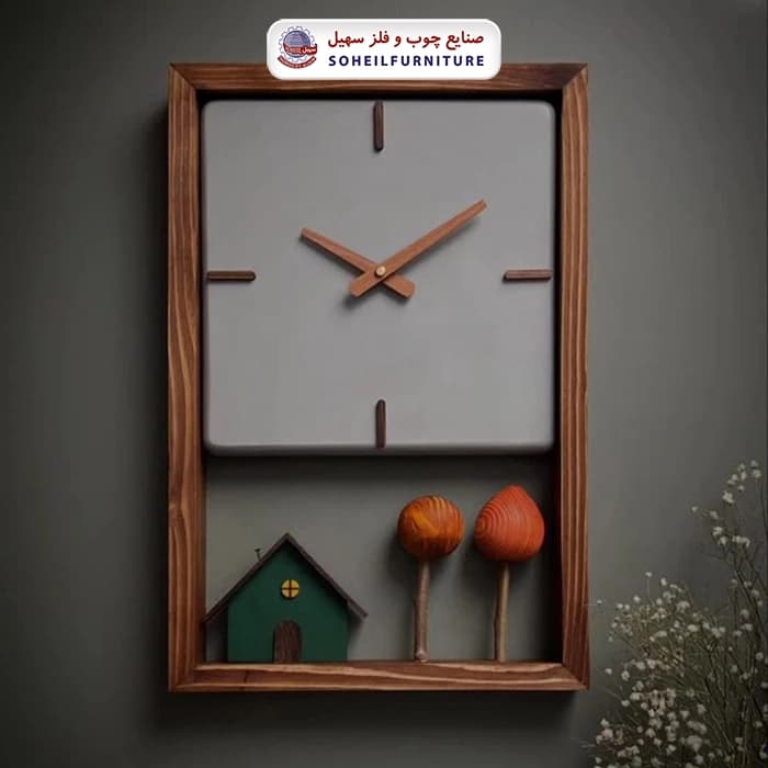 ساعت دیواری چوبی مدل خونه پاییز سهیل — تصویر ۷