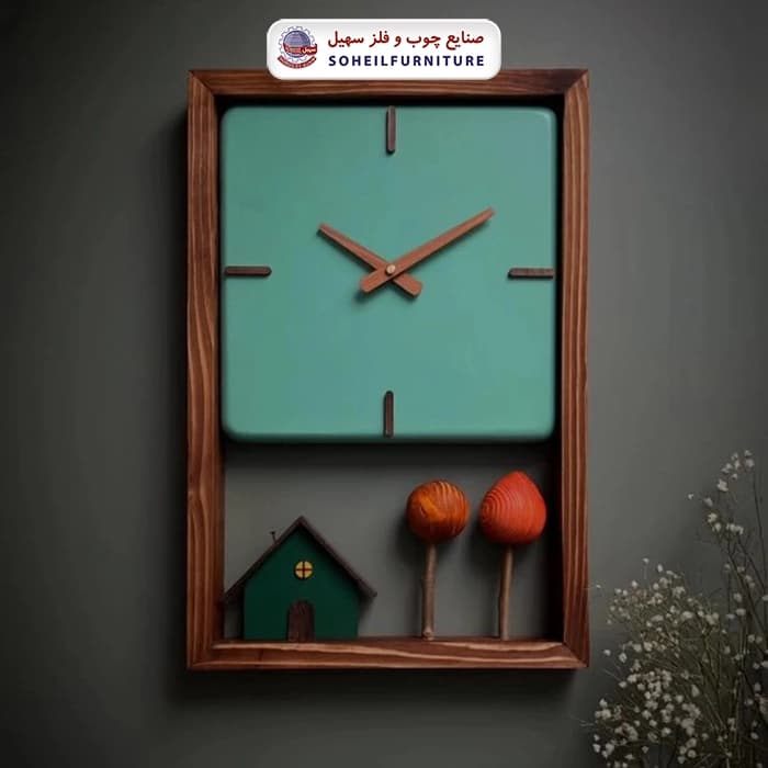 ساعت دیواری چوبی مدل خونه پاییز سهیل — تصویر ۵