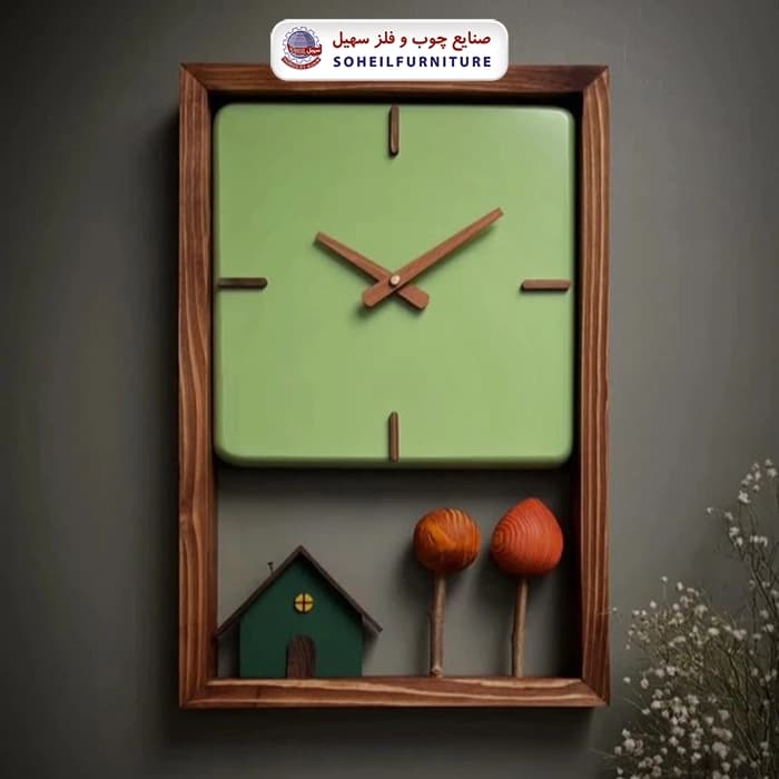 ساعت دیواری چوبی مدل خونه پاییز سهیل — تصویر ۶