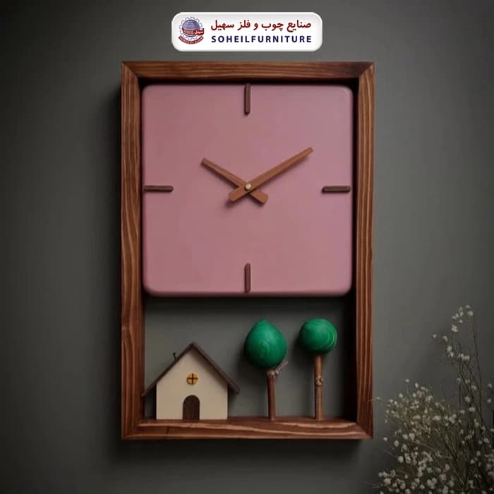 ساعت دیواری چوبی مدل خونه بهاری سهیل — تصویر ۶
