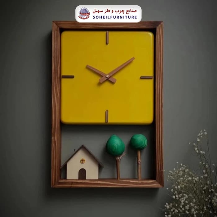 ساعت دیواری چوبی مدل خونه بهاری سهیل — تصویر ۲