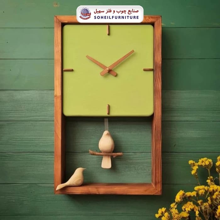 ساعت دیواری چوبی پرنده دار پاندولی 50در30 سهیل — تصویر ۲