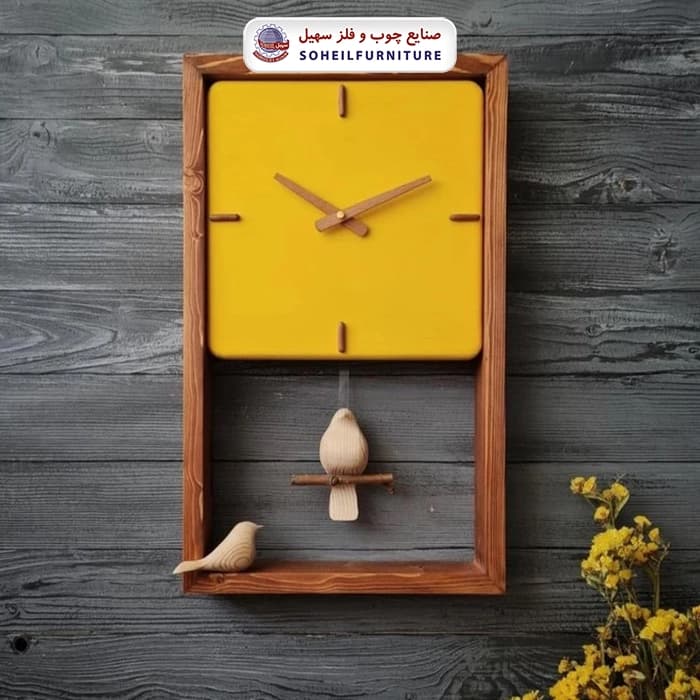 ساعت دیواری چوبی پرنده دار پاندولی 50در30 سهیل