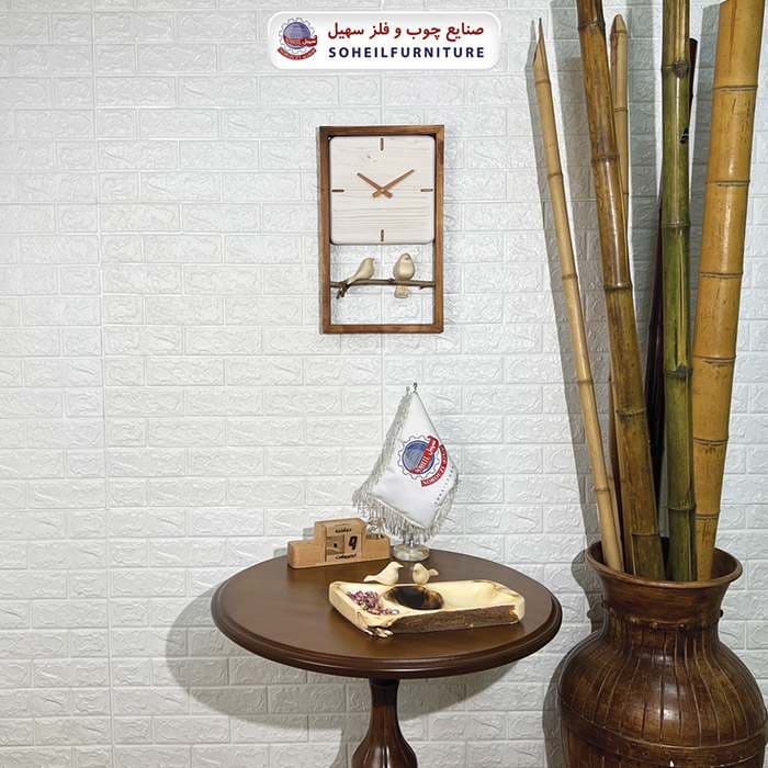 ساعت دیواری چوبی پرنده دار 50در30 مربع سهیل — تصویر ۶