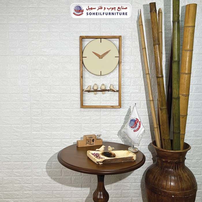 ساعت دیواری چوبی پرنده دار 70در40 گرد سهیل — تصویر ۶