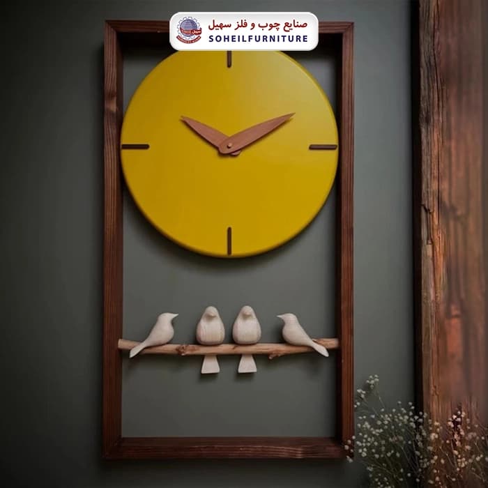 ساعت دیواری چوبی پرنده دار 70در40 گرد سهیل — تصویر ۲