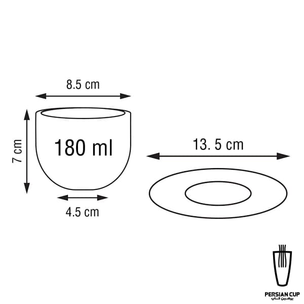 فنجان قهوه کاپوچینو باداب مدل هاف اند هاف 180ml — تصویر ۳