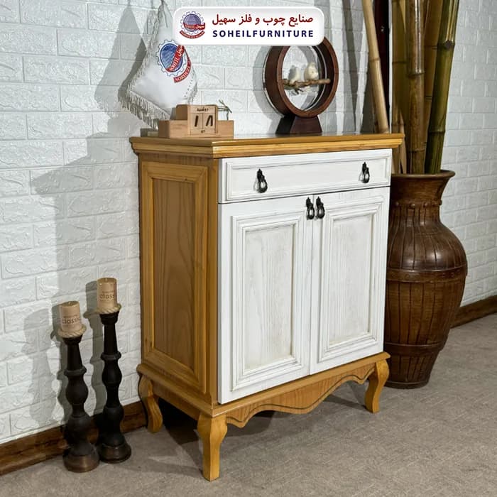 جاکفشی نئو کلاسیک چوب و MDF مدل 139 سهیل (روکش طبیعی چوب بلوط) — تصویر ۴