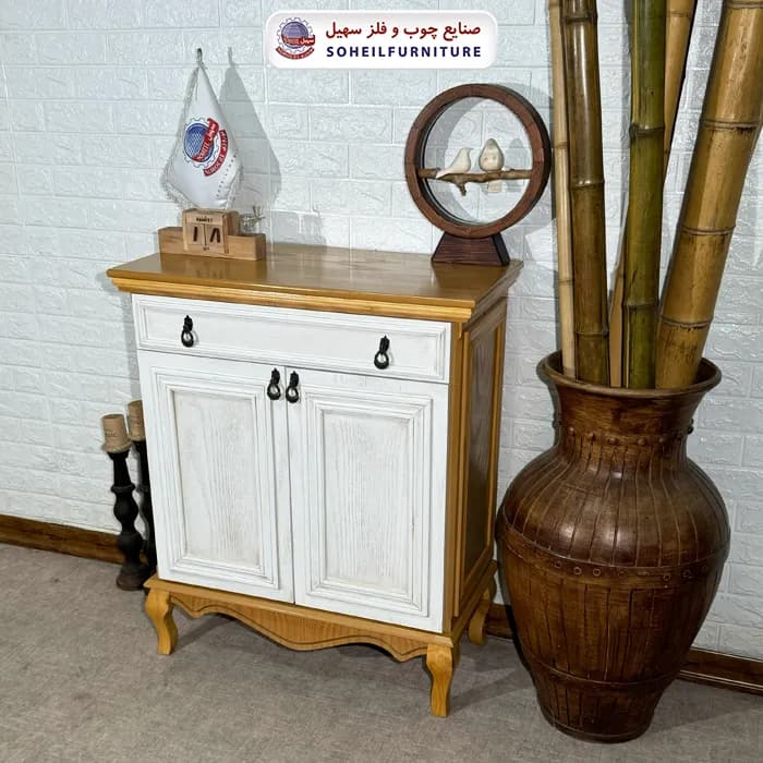 جاکفشی نئو کلاسیک چوب و MDF مدل 139 سهیل (روکش طبیعی چوب بلوط) — تصویر ۲
