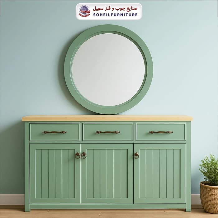 آینه کنسول مدرن چوب و MDF مدل 144 سهیل (روکش طبیعی چوب بلوط)