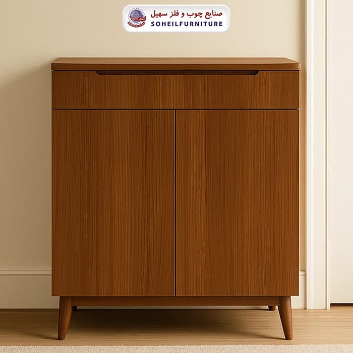 جاکفشی چوب و MDF کشو دار مدل 124 سهیل (روکش ضدآب و ضدخش وکیوم)