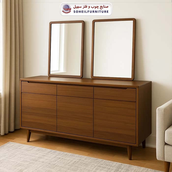 آینه کنسول چوبی مدرن مدل 124 سهیل(روکش ضدآب و ضدخش وکیوم)