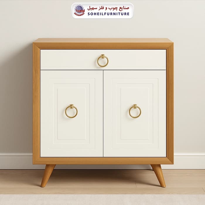 جاکفشی چوب و MDF کشو دار مدل 133 سهیل (روکش طبیعی چوب بلوط)