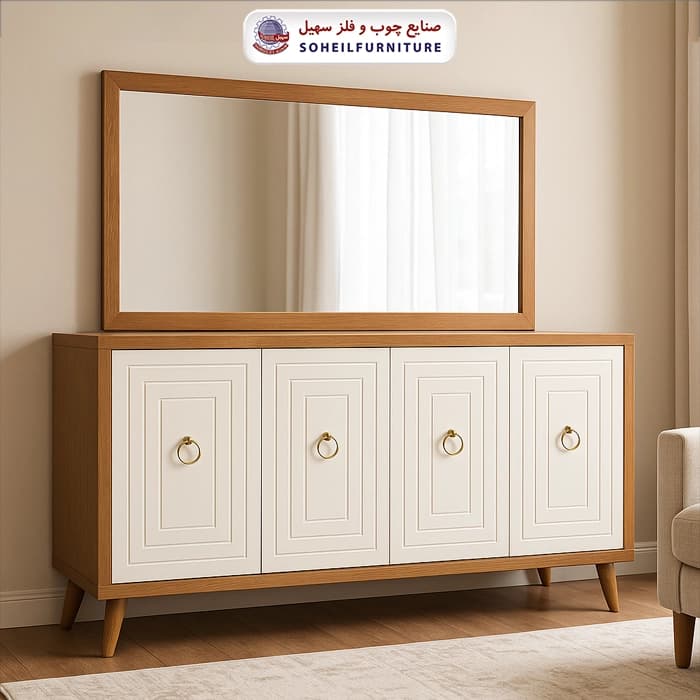 آینه کنسول مدل 133 سهیل(روکش طبیعی چوب بلوط)