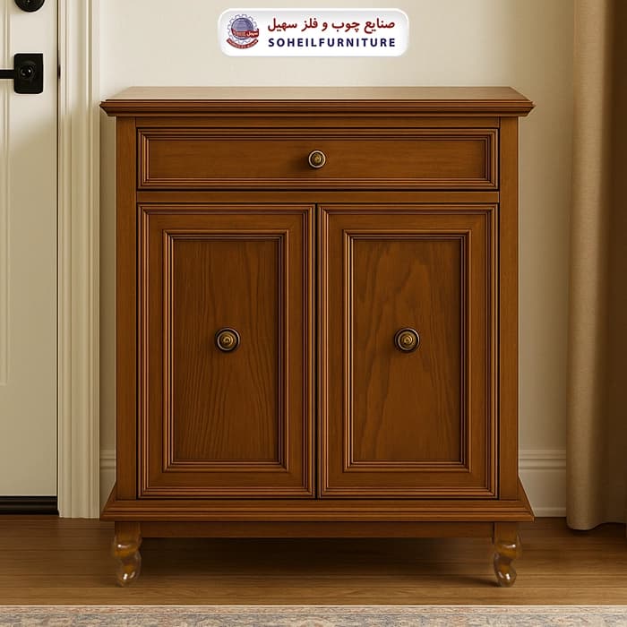 جاکفشی چوب و MDF کشو دار مدل 132 سهیل (روکش طبیعی چوب بلوط)