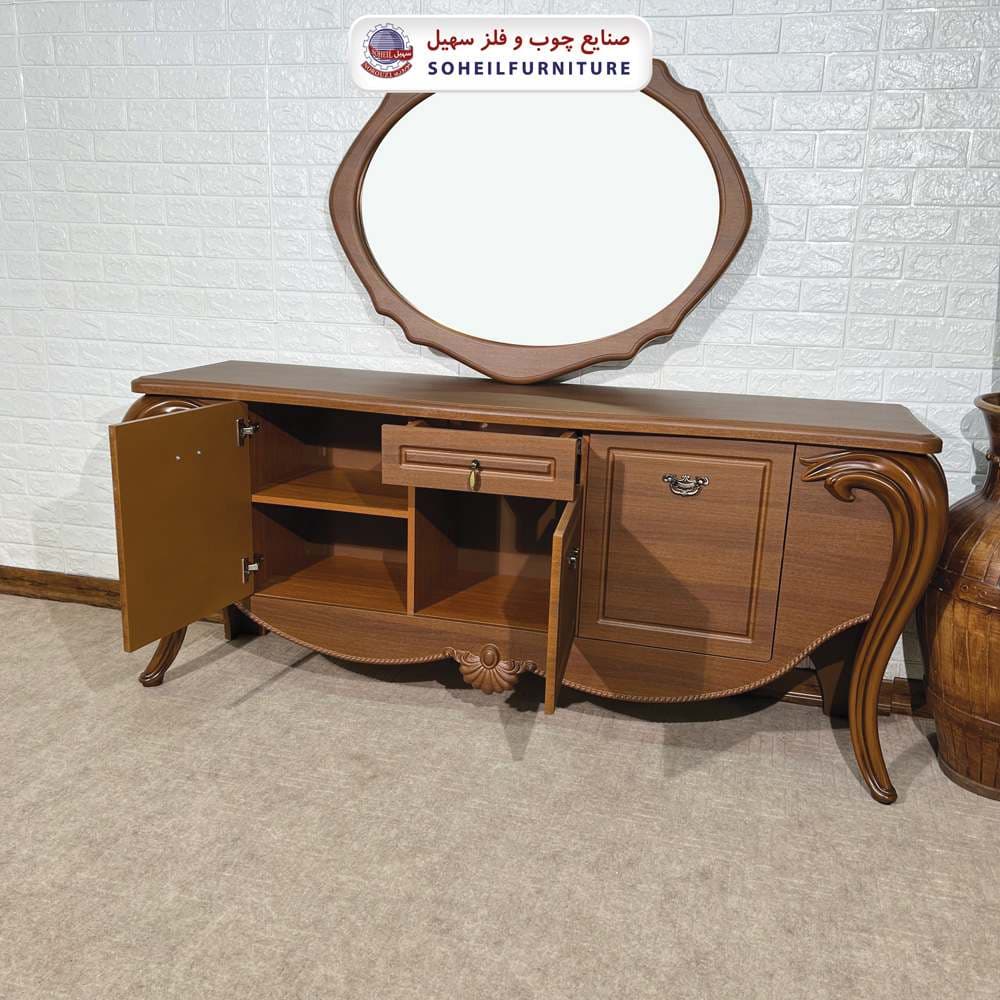 آینه کنسول چوبی سلطنتی کلاسیک مدل 0080 سهیل(روکش ضدآب و ضدخش وکیوم) — تصویر ۶