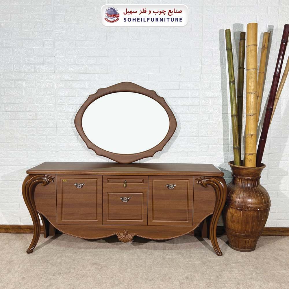 آینه کنسول چوبی سلطنتی کلاسیک مدل 0080 سهیل(روکش ضدآب و ضدخش وکیوم)