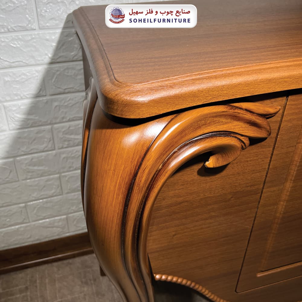 آینه کنسول چوبی سلطنتی کلاسیک مدل 0080 سهیل(روکش ضدآب و ضدخش وکیوم) — تصویر ۴