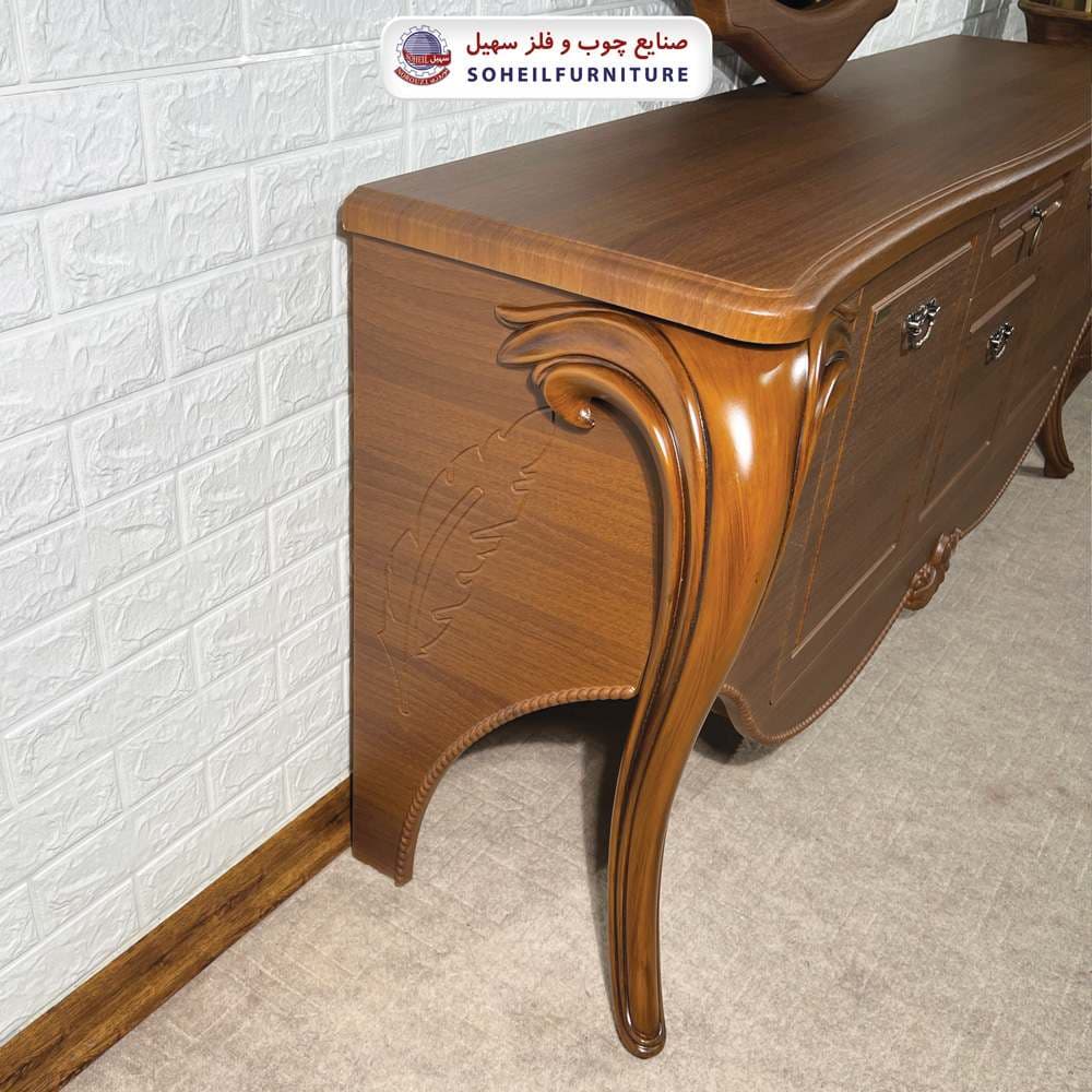 آینه کنسول چوبی سلطنتی کلاسیک مدل 0080 سهیل(روکش ضدآب و ضدخش وکیوم) — تصویر ۳