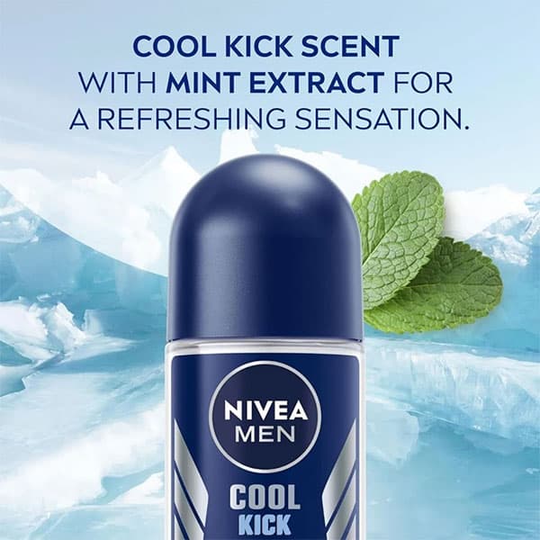 مام رول مردانه کول کیک نیوا (اصل دو لیبل) Nivea Men Cool Kick Roll Deodorant 48H — تصویر ۳