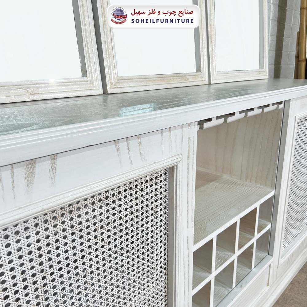 آینه کنسول حصیری چوبی مدرن مدل 142 سهیل(روکش طبیعی چوب بلوط) — تصویر ۷