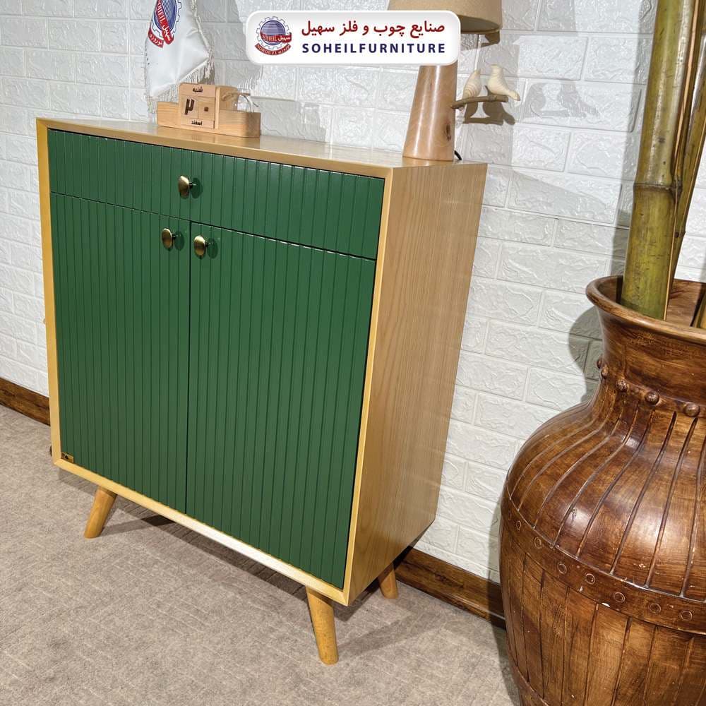 جاکفشی چوب و MDF کشو دار مدل 104 سهیل (روکش طبیعی چوب بلوط) — تصویر ۵