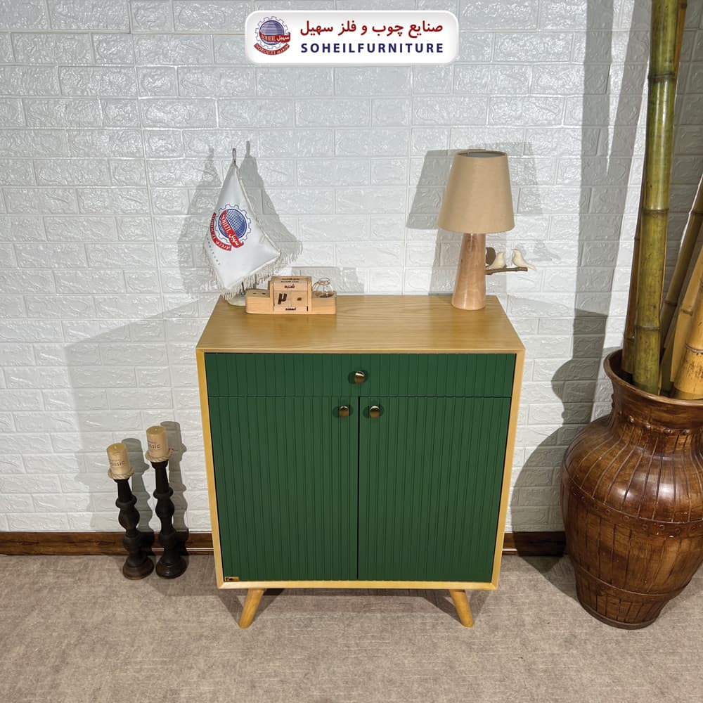 جاکفشی چوب و MDF کشو دار مدل 104 سهیل (روکش طبیعی چوب بلوط) — تصویر ۶