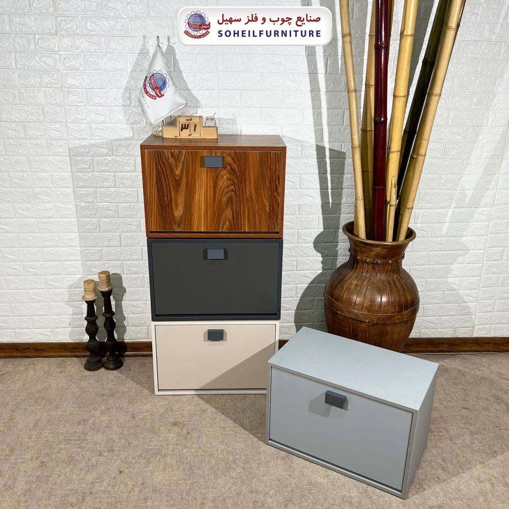 جاکفشی داشبوردی یک طبقه مدرن تمام ام دی اف MDF سهیل(جاکفشی کرم آبی)