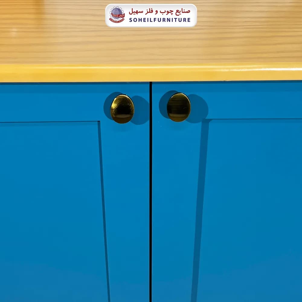 جاکفشی چوب و MDF مدل 103 سهیل (جاکفشی آبی گردویی روکش طبیعی چوب بلوط) — تصویر ۸