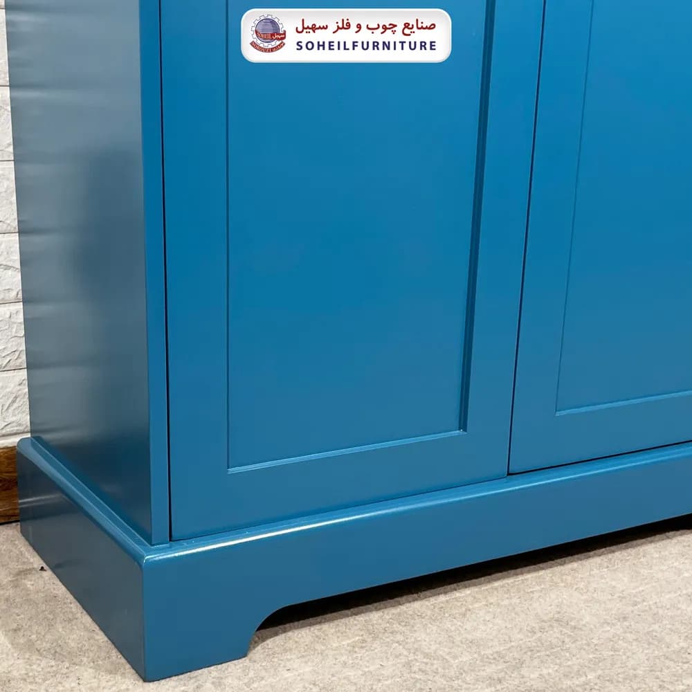 جاکفشی چوب و MDF مدل 103 سهیل (جاکفشی آبی گردویی روکش طبیعی چوب بلوط) — تصویر ۵