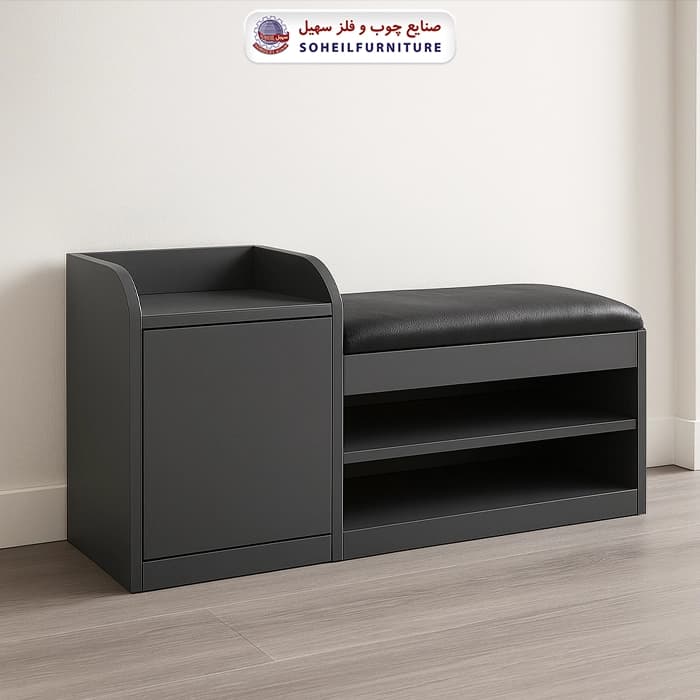 جاکفشی نشیمن دار تمام ام دی اف MDF با روکش سهیل (سه رنگ)