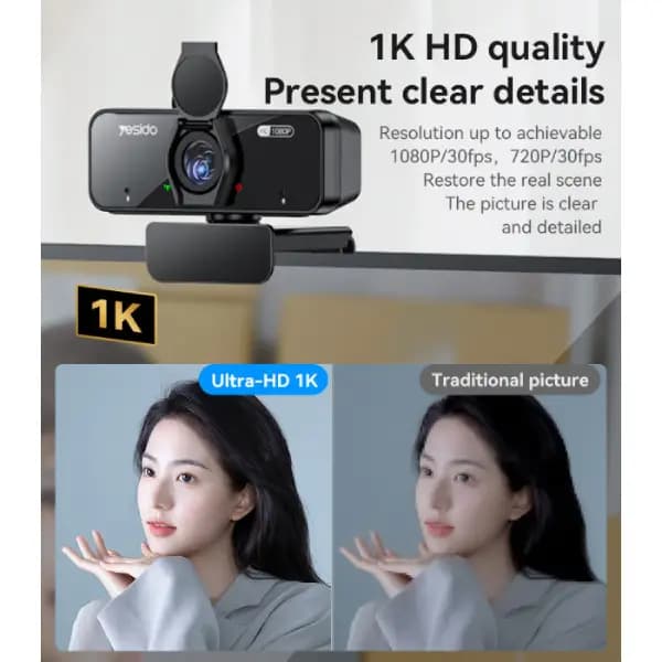 وب کم با قابلیت چرخش ۳۶۰ درجه یسیدو مدل Yesido KM13 1080P — تصویر ۳