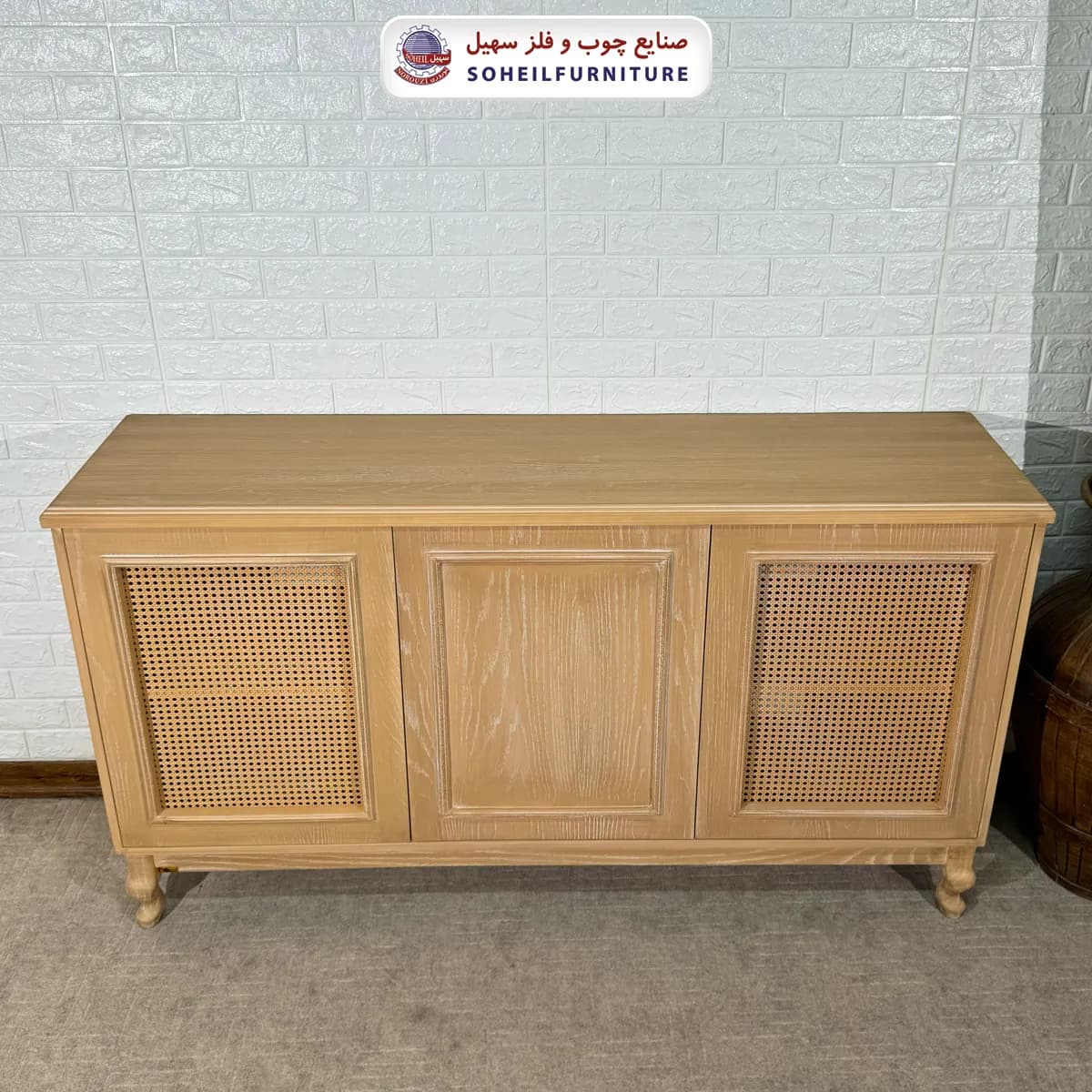 آینه کنسول حصیری چوبی مدرن مدل 142جدید سهیل(روکش طبیعی چوب بلوط) — تصویر ۶