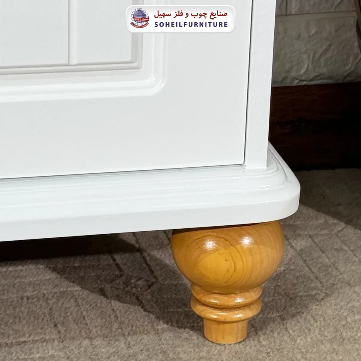 جاکفشی چوب و MDF مدل 140 سهیل (جاکفشی سفید خودرنگ روکش طبیعی چوب بلوط) — تصویر ۶