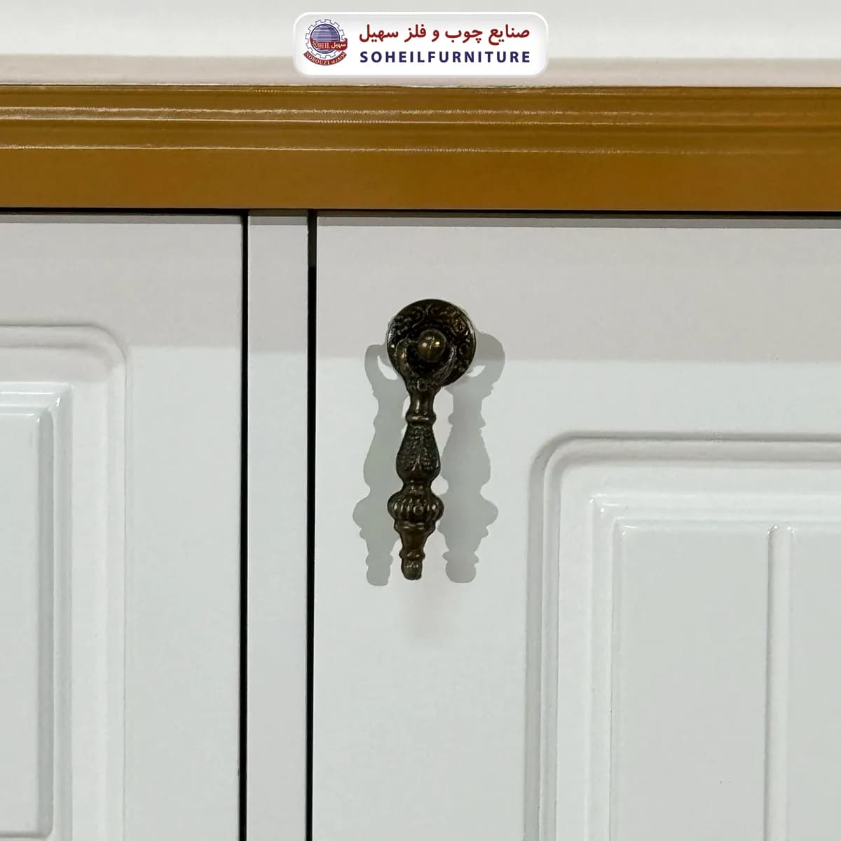 جاکفشی چوب و MDF مدل 140 سهیل (جاکفشی سفید خودرنگ روکش طبیعی چوب بلوط) — تصویر ۴