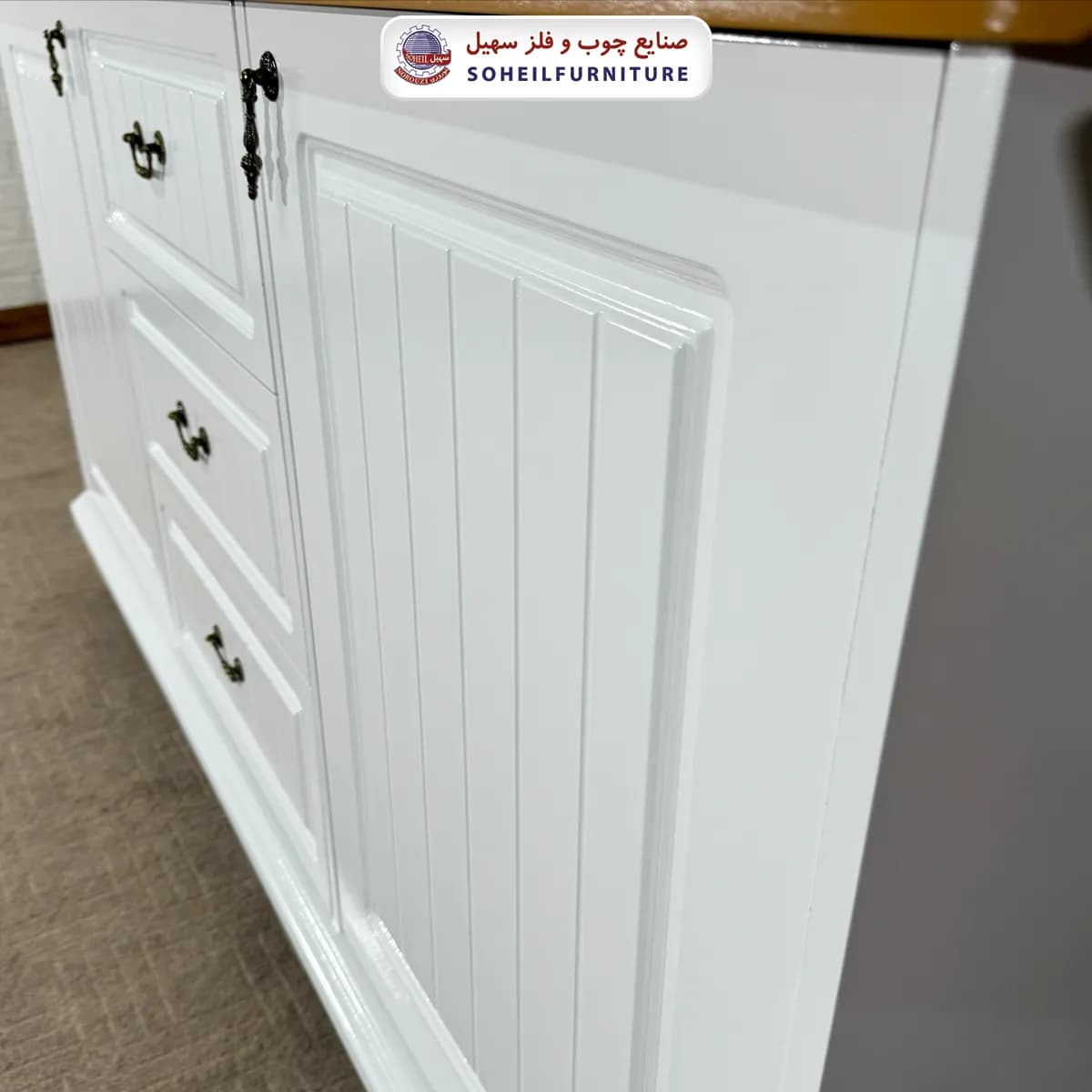 آینه کنسول چوبی کشودار مدرن مدل 140 سهیل(روکش طبیعی چوب بلوط) — تصویر ۶