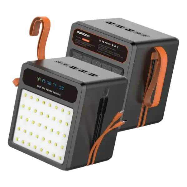 پاوربانک خورشیدی 20000 هزار 22.5 وات با کابل داخلی پرودو مدل Porodo Laros Solar with 22.5W Fast Charging