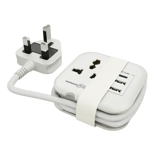 پریز برق چند پورت پرودو مدل Porodo Blue Volga Multi-Port Universal AC Socket with USB-A & C