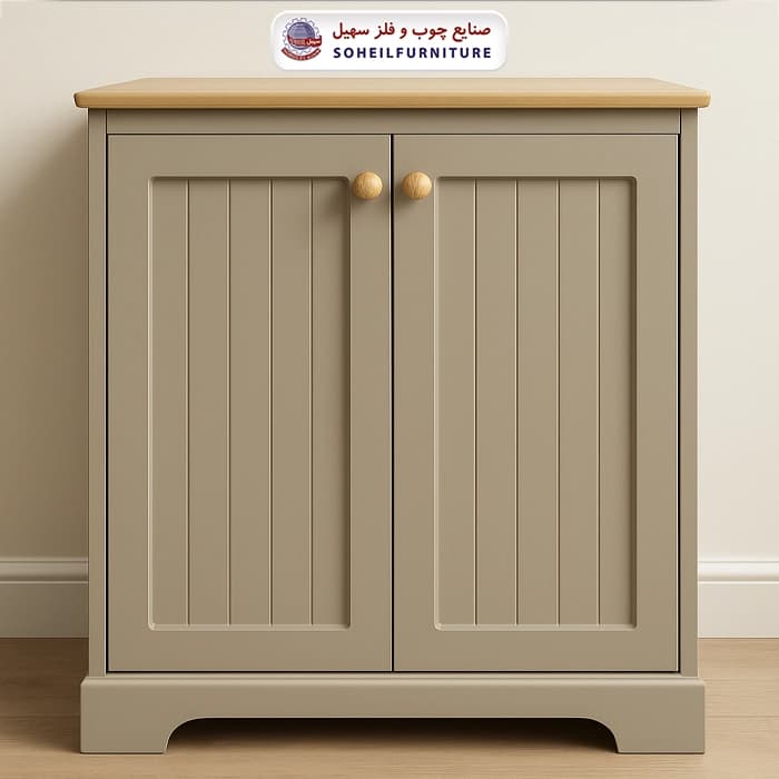 جاکفشی چوب و MDF کشو دار مدل 150 سهیل (جاکفشی روکش طبیعی چوب بلوط)