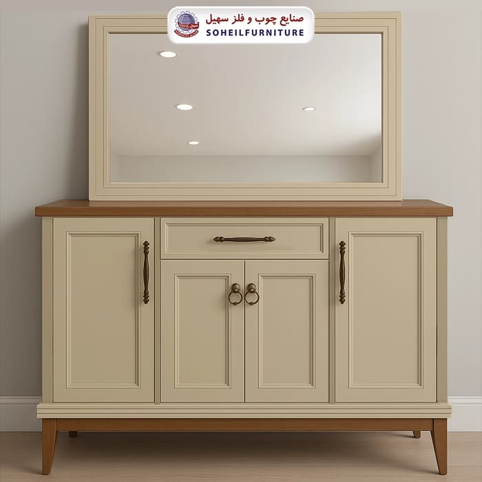 آینه کنسول مدرن چوب و MDF مدل 152 سهیل (روکش طبیعی چوب بلوط)