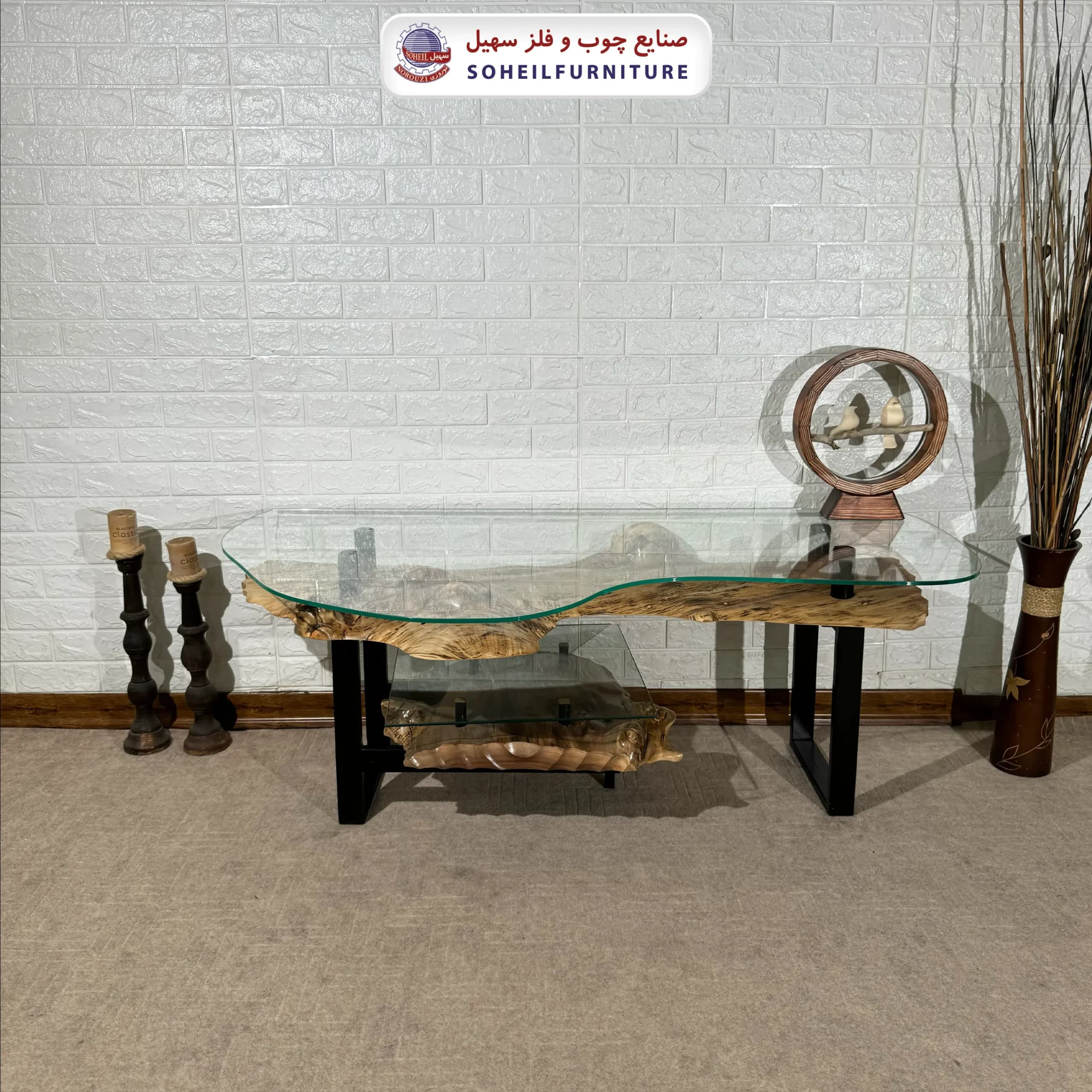 میز تلویزیون روستیک سهیل (چوب طبیعی درخت گردو) — تصویر ۴